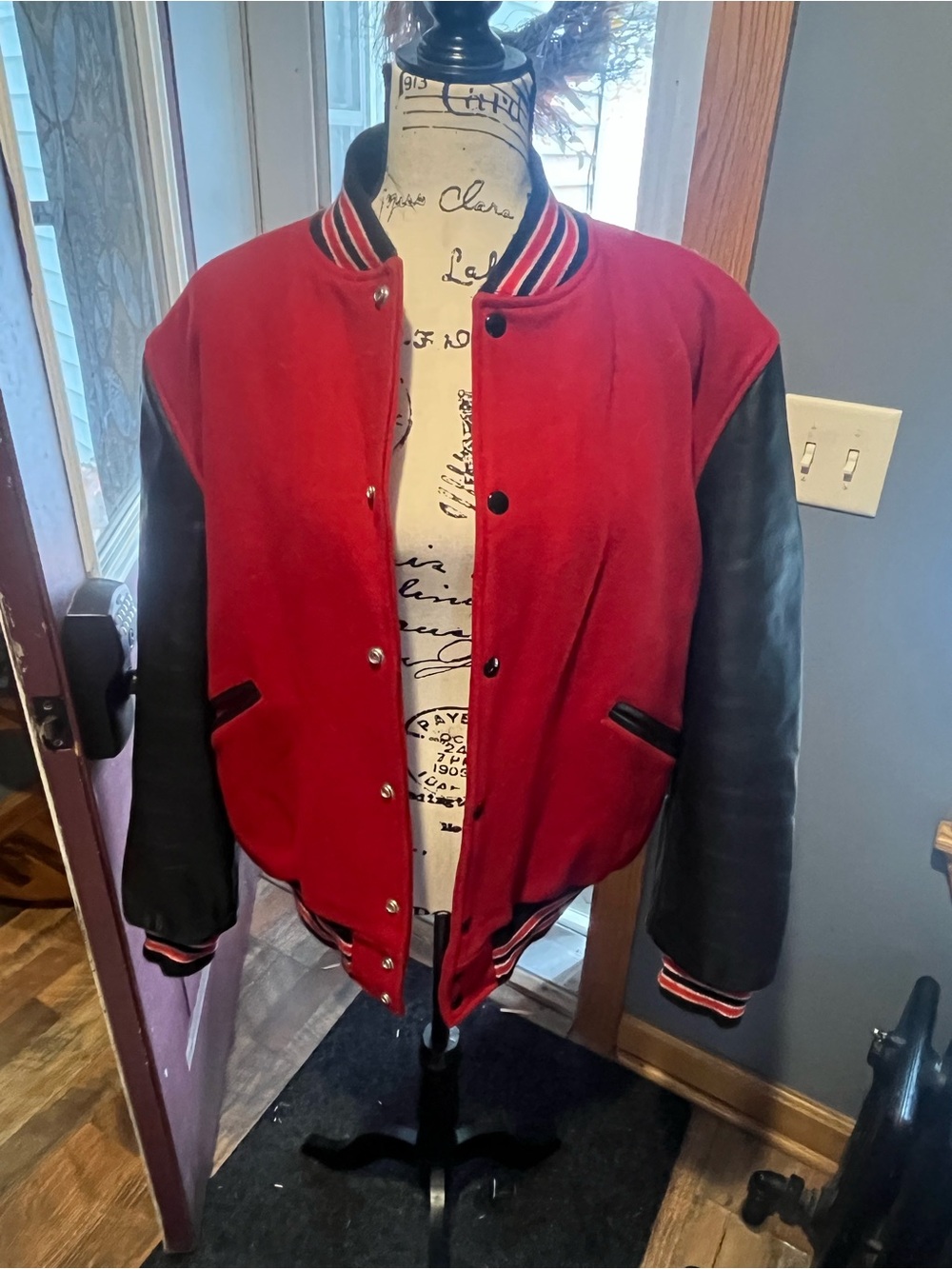 Vtg 50s Butwin Varsity Letterman Jacket Mens Medium Wool Leather Stadium Blank